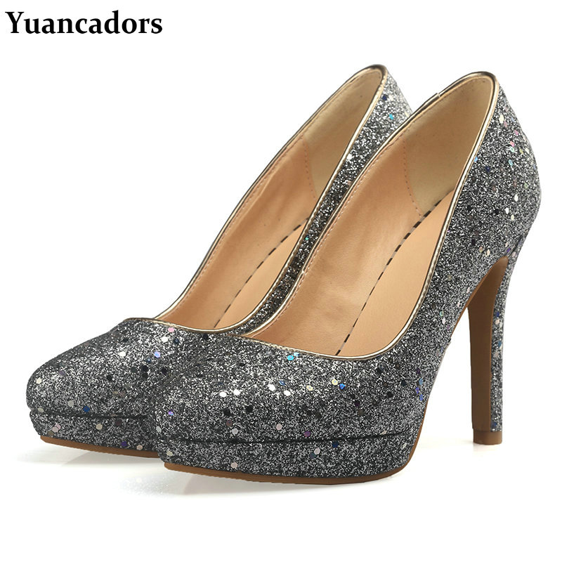 Women'S Shoes Navy Blue - Puntschoen Marineblauw Groen Zilver Pailletten Glitter