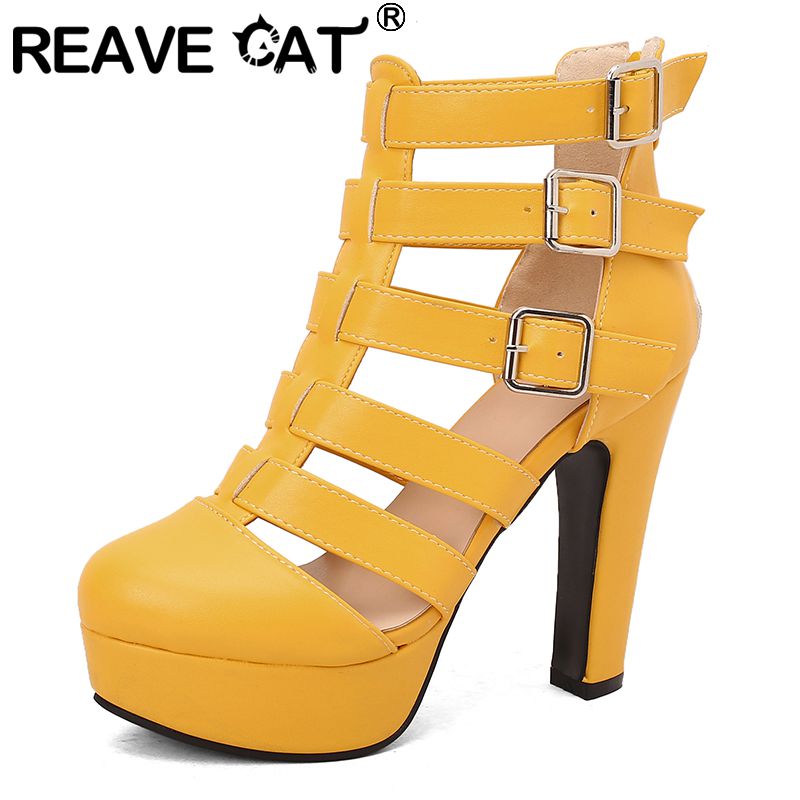 Women Shoes Zipper - REAVE CAT luxe dames sandalen ronde