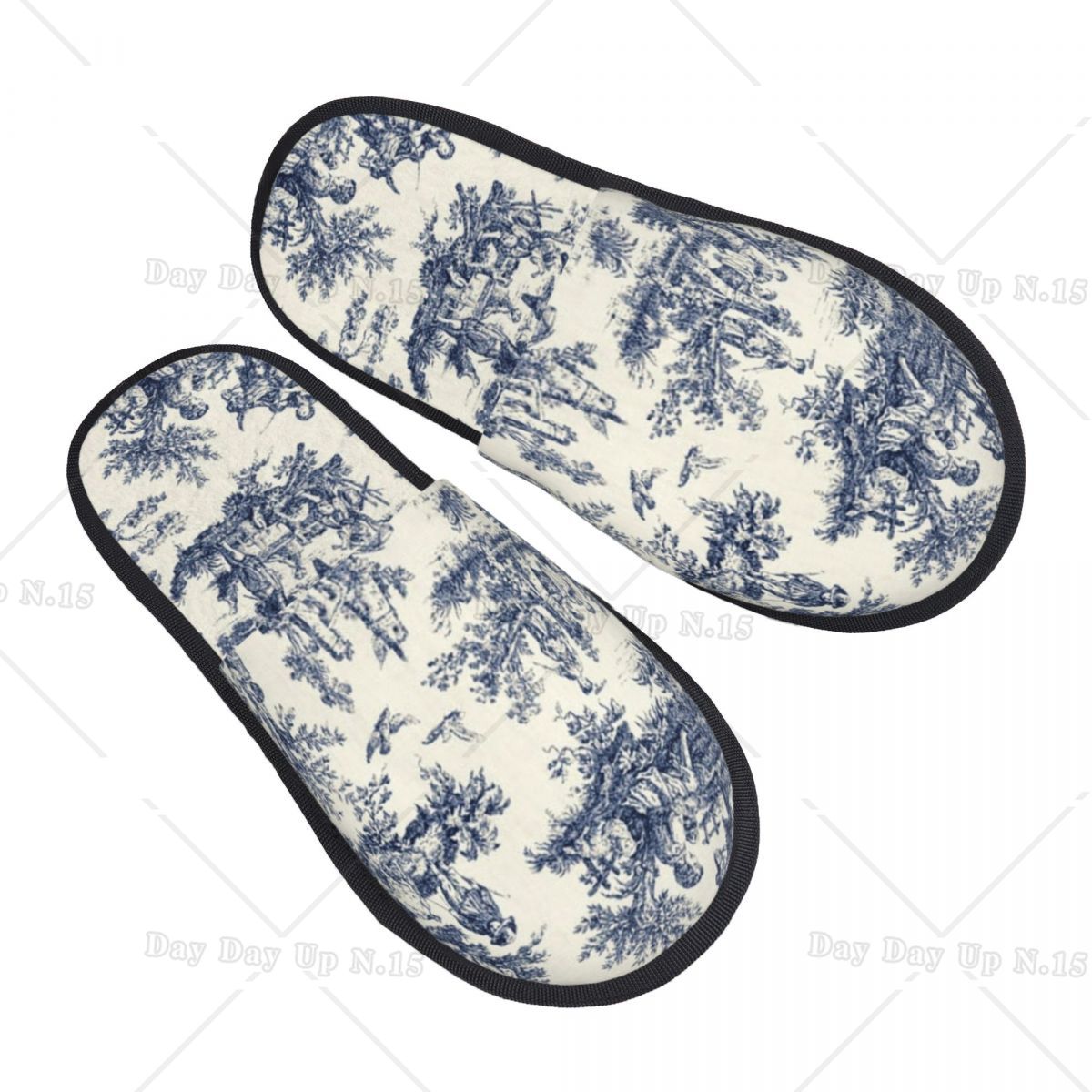 Women'S Shoes Navy Blue - Vintage Toile De Jouy Comfort Scuff