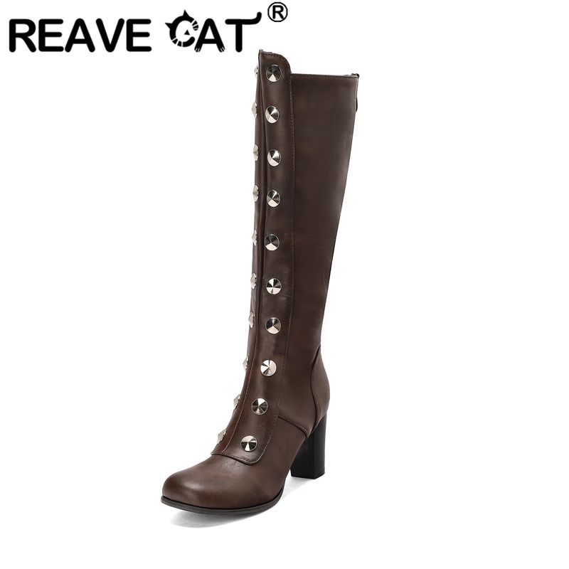 Zip Up Boots Short - REAVE CAT Vrouwelijke Kniehoge Laarzen Ronde