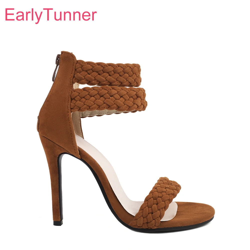 Women Shoes Zipper - Nieuwe Zomer Zoete Bruin Groen Vrouwen