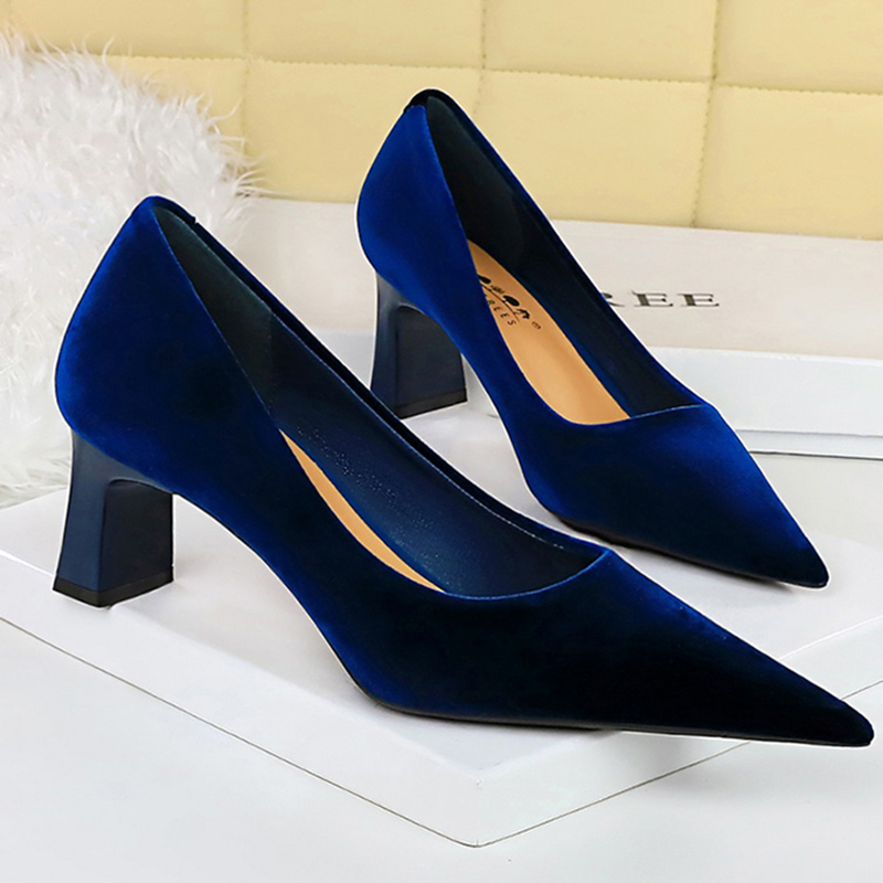 Dames Nieuwe Glam Velvet 6cm H - Women'S Shoes Navy Blue recensie en prijs