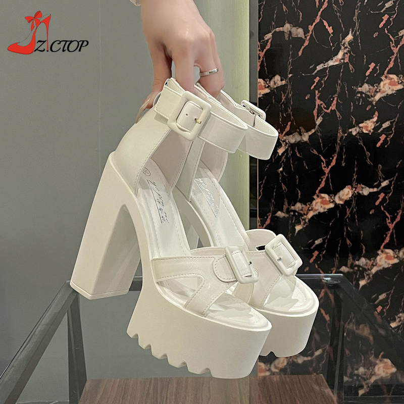 Nieuwe zomer 14 cm dikke hak p - Women Shoes Zipper recensie en prijs